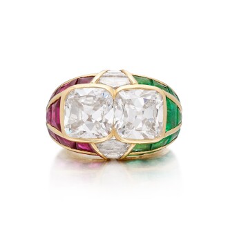 View 1 of Lot 111: Diamond, Ruby and Emerald Ring