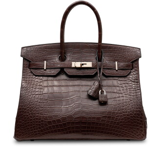 View 1 of Lot 1190: Ebene Matte Alligator Birkin 35 Palladium Hardware, 2014