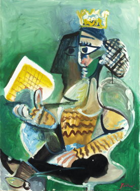 View 1 of Lot 1029: Pablo Picasso 巴布羅・畢加索 | Femme assise à la galette des rois 冠冕女子與國王餅