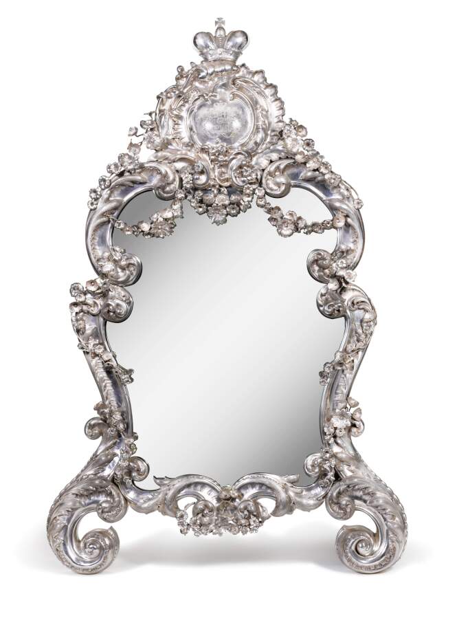 A Large and Rare Rococo silver mirror, Jean-Baptiste Vaillant, St Petersburg, 1846, Estimate £20,000 – 30,000