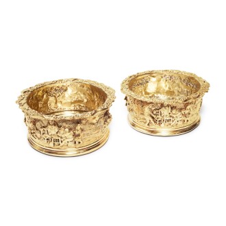 View 1 of Lot 48: A Rare Pair of Regency Silver-Gilt "Teniers Pattern" Decanter Coasters, Edward Farrell, London, 1819