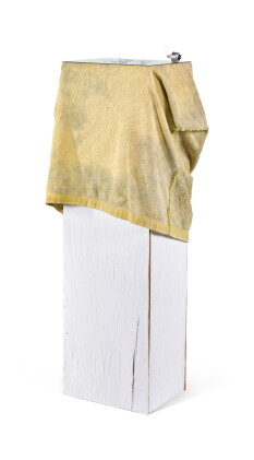 Catalog image of paul lee | untitled (podium with yellow sack)