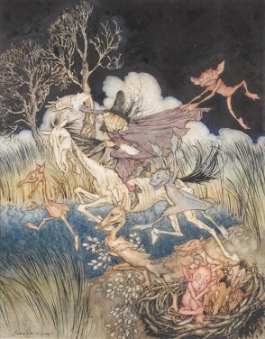 View 1 of Lot 21: Arthur Rackham | Original illustration for The Legend of Sleepy Hollow (The nightmare, with her whole ninefold)