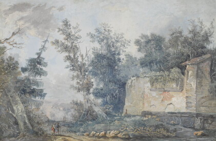 Catalog image of louis bélanger | wooded landscape with ruined farm buildings