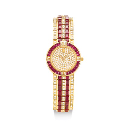 Catalog image of corum | reference 30 42265v133 a yellow gold, diamond and ruby-set bracelet wat…