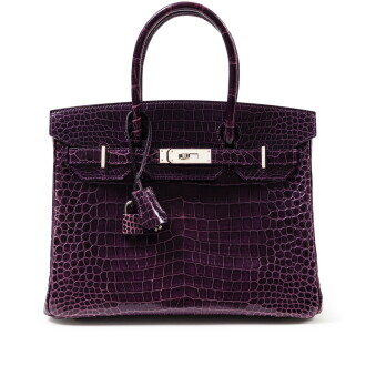 View 1 of Lot 406: Améthyste Shiny Porosus Crocodile Birkin 30 Palladium Hardware, 2013 