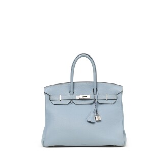 View 1 of Lot 103:  Bleu Lin Togo Birkin 35 Palladium Hardware, 2012