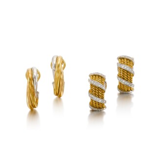 View 1 of Lot 29: Two pairs of earclips, Schlumberger and Cartier