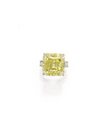160. platinum, fancy intense yellow diamond and diamond ring, ch