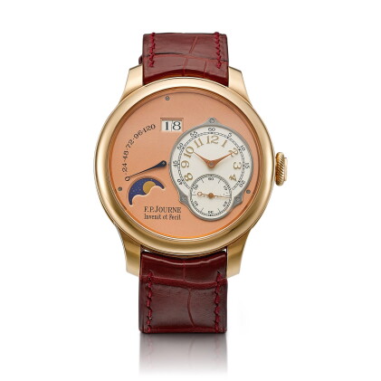 Catalog image of Octa Lune | A pink gold wristwatch with date, moon phases and power reserve ind…