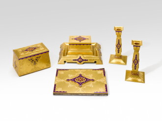 View 1 of Lot 351: A Victorian enamel and gilt-bronze desk set, 19th century