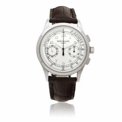 Catalog image of patek philippe | ref 5170 white gold chronograph wristwatch with pulsation scal…