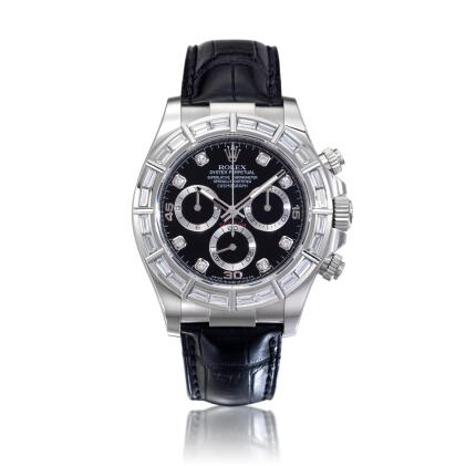 Catalog image of Reference 116589BR Daytona, A white gold and diamond-set automatic chronograph …