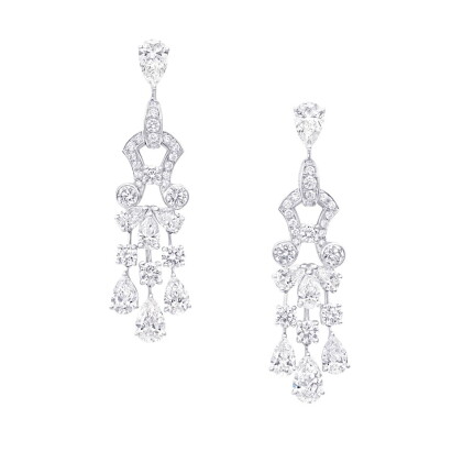 Catalog image of pair of diamond pendent earrings, graff