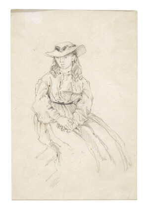 Catalog image of greenaway, seated girl, pencil sketch