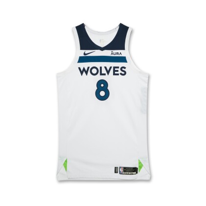 View 1 of Lot 165: Josh Minott Minnesota Timberwolves 2024 NBA Playoffs Western Conference Semifinals Game Worn Association Edition Jersey | Game 3
