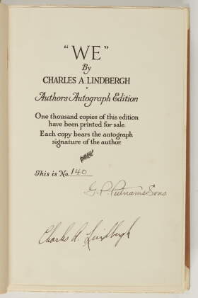 Catalog image of lindbergh, "we", 1927, signed