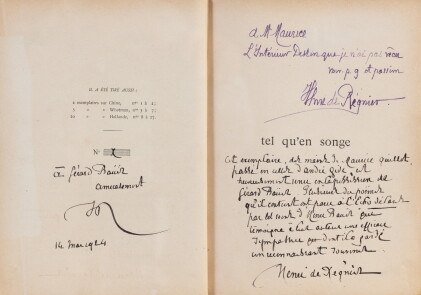 Catalog image of Tel qu'en songe, 1892. Double envoi de Régnier et envoi de Gide + l.a.s. de Rég…