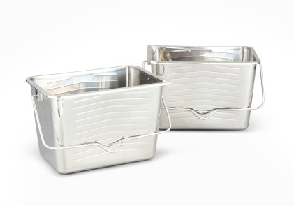 Catalog image of Two polished stainless steel champagne buckets