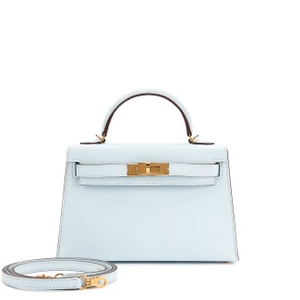 View 1 of Lot 5491: Bleu Brume Chèvre Mysore Mini Kelly II 20 Gold Hardware, 2022
