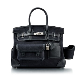 View 1 of Lot 1048: Noir Swift and Toile Birkin Cargo 35 Palladium Hardware, 2021 