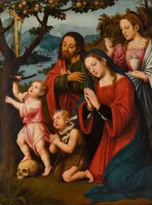 Catalog image of The Holy Family with the Infant Saint John the Baptist and Mary Magdalene, knee…