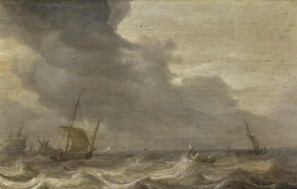 Catalog image of bonaventura peeters the elder | shipping vessels in stormy waters, the coast beyond