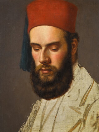 Catalog image of Portrait study of a gentleman, bust-length, wearing a fez