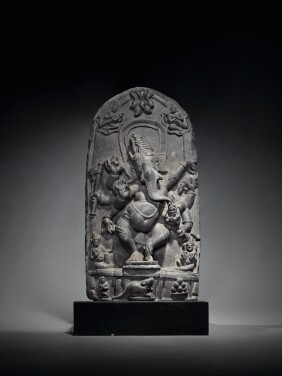 View 1 of Lot 367: A Black Stone Stele of Ganesha India, Pala Period, 11th-12th Century 