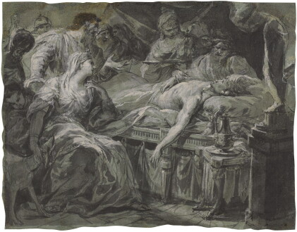 Catalog image of Recto: The Death of Hector Verso: Two Battling Figures with Shields and Swords