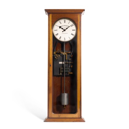 View 1 of Lot 98: A mahogany Synchronome ¾ seconds timepiece No.140, London, circa 1908