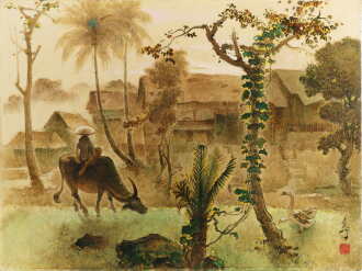 View 1 of Lot 226: Lee Man Fong 李曼峰 | Landscape with Boy and Buffalo 風景與牧童雙牛