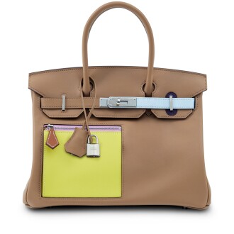 View 1 of Lot 32: Limited Edition Chai, Lime, Bleu Brume, Cassis and Nata Swift Colormatic Birkin 30 Palladium Hardware, 2023