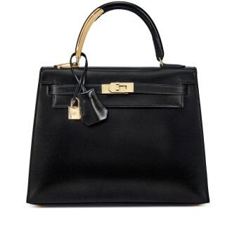 View 1 of Lot 5526: Limited Edition Black Box Midas Kelly 25 Sellier 18K Yellow Gold Hardware, 2023