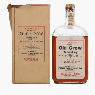 View 1 of Lot 2491: Old Crow W.A. Gaines & Co. 17 Year Old 100 Proof 1908 (1 Bottle Pint)