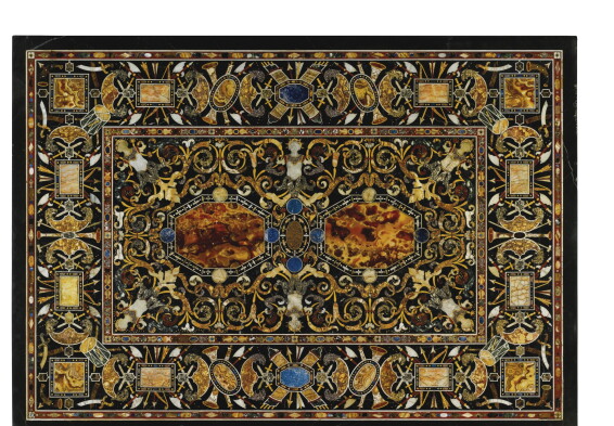 An Italian antique marble and pietre dure inlaid top Rome, last