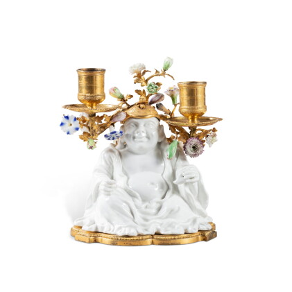 Catalog image of A Louis XV gilt-bronze mounted Chantilly porcelain two-light candelabra, circa 1735