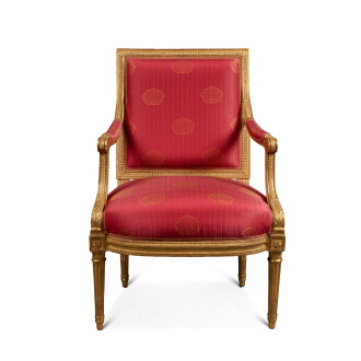 View 1 of Lot 85: A Louis XVI Giltwood Fauteuil à la Reine by Georges Jacob, circa 1780