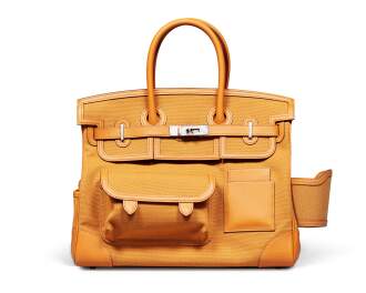 View 1 of Lot 54: Sesame Swift and Canvas Birkin Cargo 35 Palladium Hardware, 2020