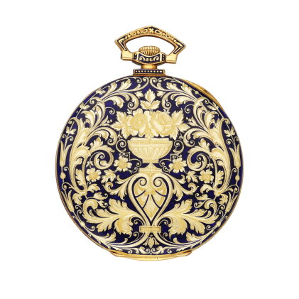 Catalog image of Retailed by Greenleaf and Crosby Co.: A yellow gold and enamel open faced watch…