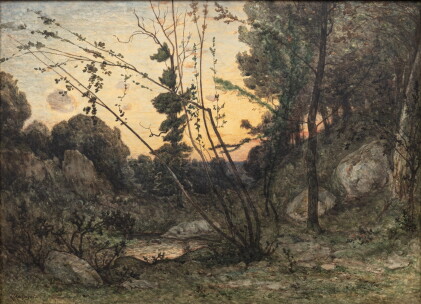 Catalog image of A clearing at sunset | Clairière au coucher de soleil