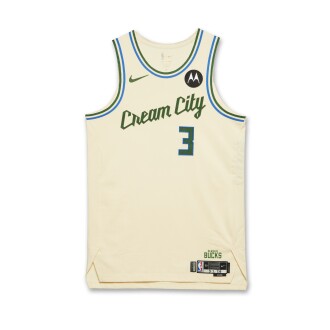 View 1 of Lot 48: Myles Turner Milwaukee Bucks 2025-2026 Game Worn City Edition Jersey 
