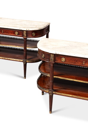 Catalog image of A pair of Louis XVI mahogany consoles stamped Joseph Stockel, circa 1780