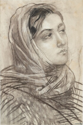 Catalog image of Portrait of a lady facing right | Tête de femme vue de trois-quarts à droite