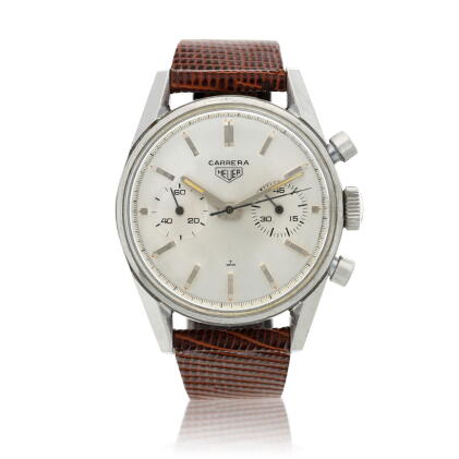 Catalog image of Reference 3647 Carrera 45 A stainless steel chronograph wristwatch, Circa 1965