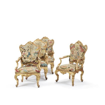 Catalog image of A set of four Italian giltwood armchairs, Turin, circa 1740-50