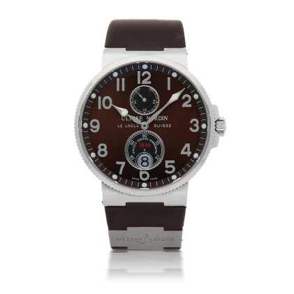 Catalog image of maxi marine chronometer, ref 263-66 stainless steel wristwatch with date and po…