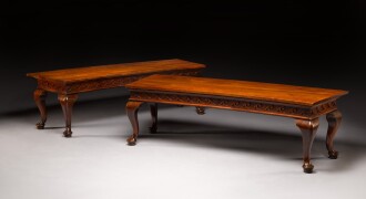 View 1 of Lot 8: A pair of George II mahogany hall benches, circa 1740
