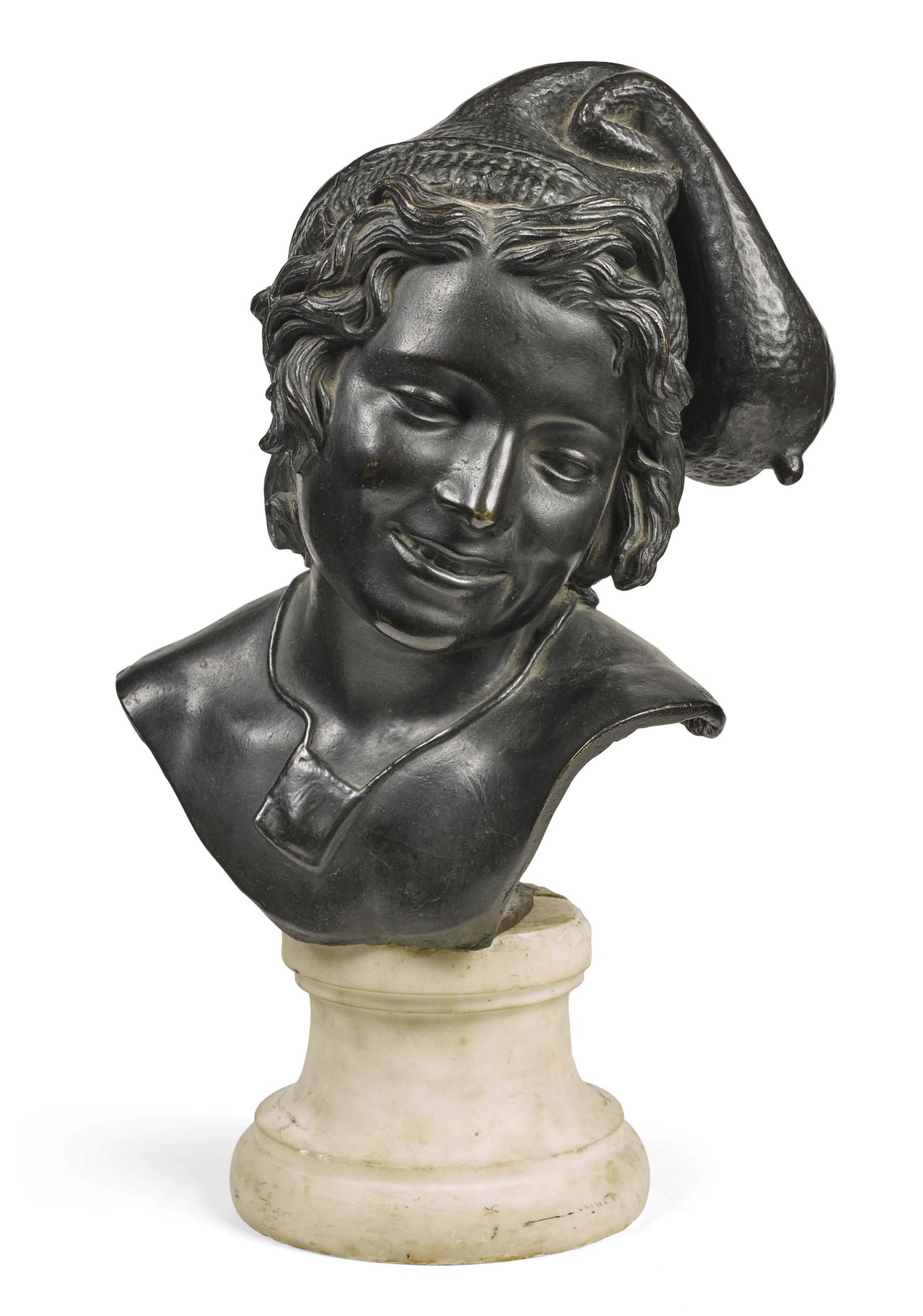 Sculpture antique « Ragazzo Pescatore » pêcheur napolitain sur marbre Sculpture antique « Ragazzo Pescatore » pêcheur napolitain sur marbre