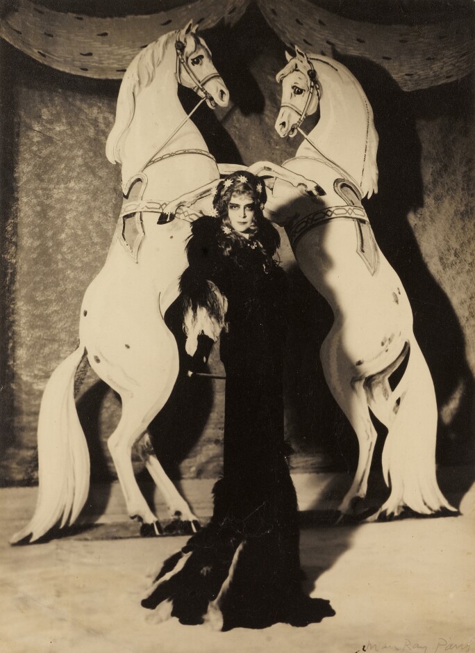 Man Ray, La Marquise Casati, 1935. Vintage silver print, flush-mounted to original card